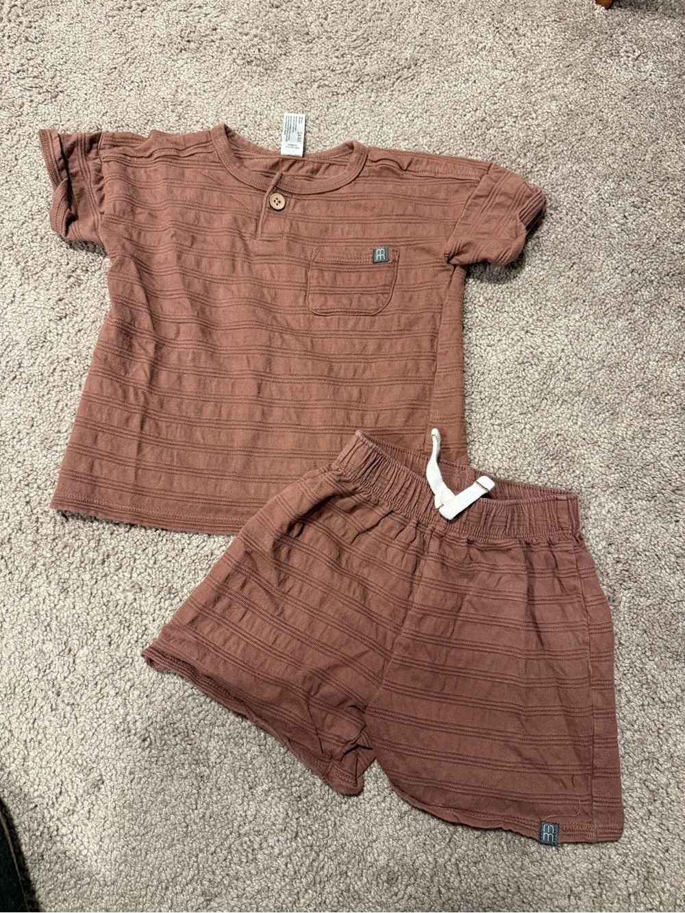 Kids Short Sleeve Pajama Set in Rust - Cozy Two-Piece Sleepwear